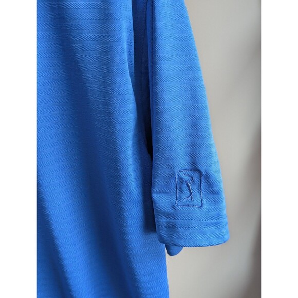 PGA Tour Polo Shirt Mens XL Blue Short Sleeve Three Button Collar Blue Stripes - Picture 5 of 13